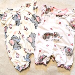 Two super cute baby short rompers
